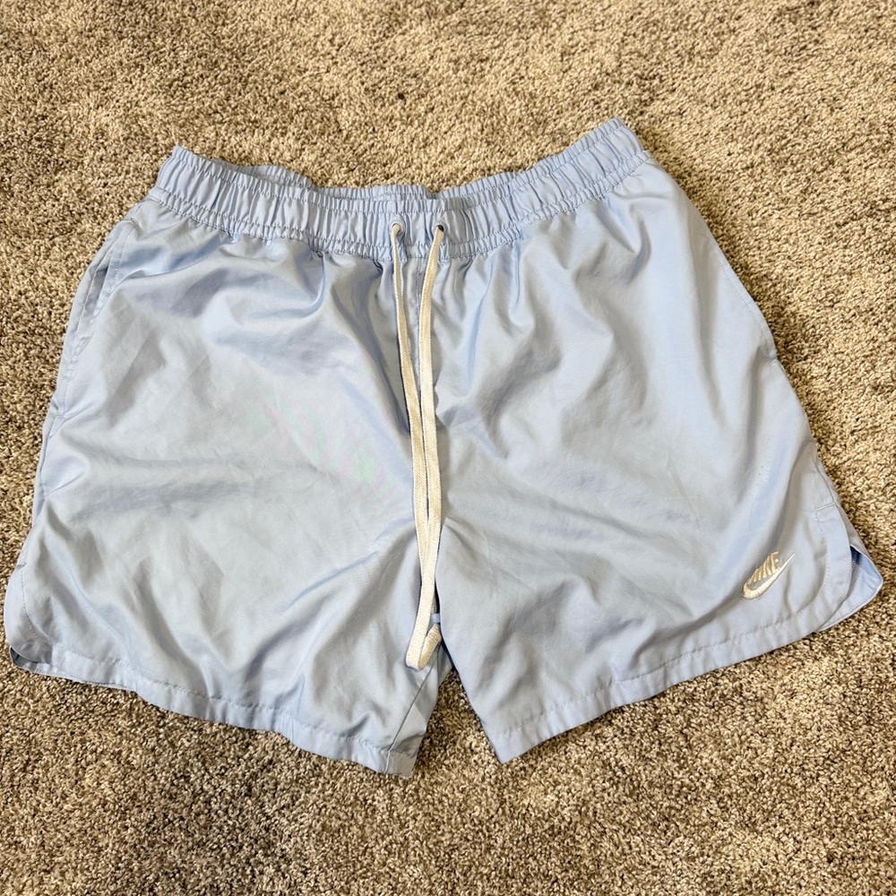 Nike Pale Blue Athletic Shorts with White Drawstring